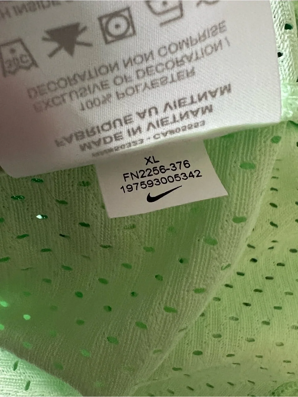 Nike Air women’s Mesh Cropped Tank Top Vapor Green size XL athletic FN2256-376